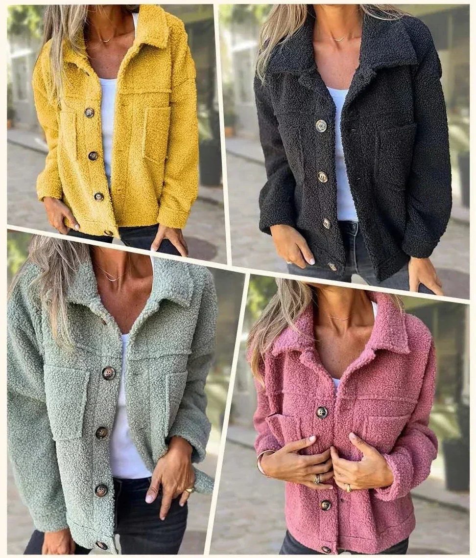 Women's Collared Quilted Overshirt Jacket with Two Chest Pockets