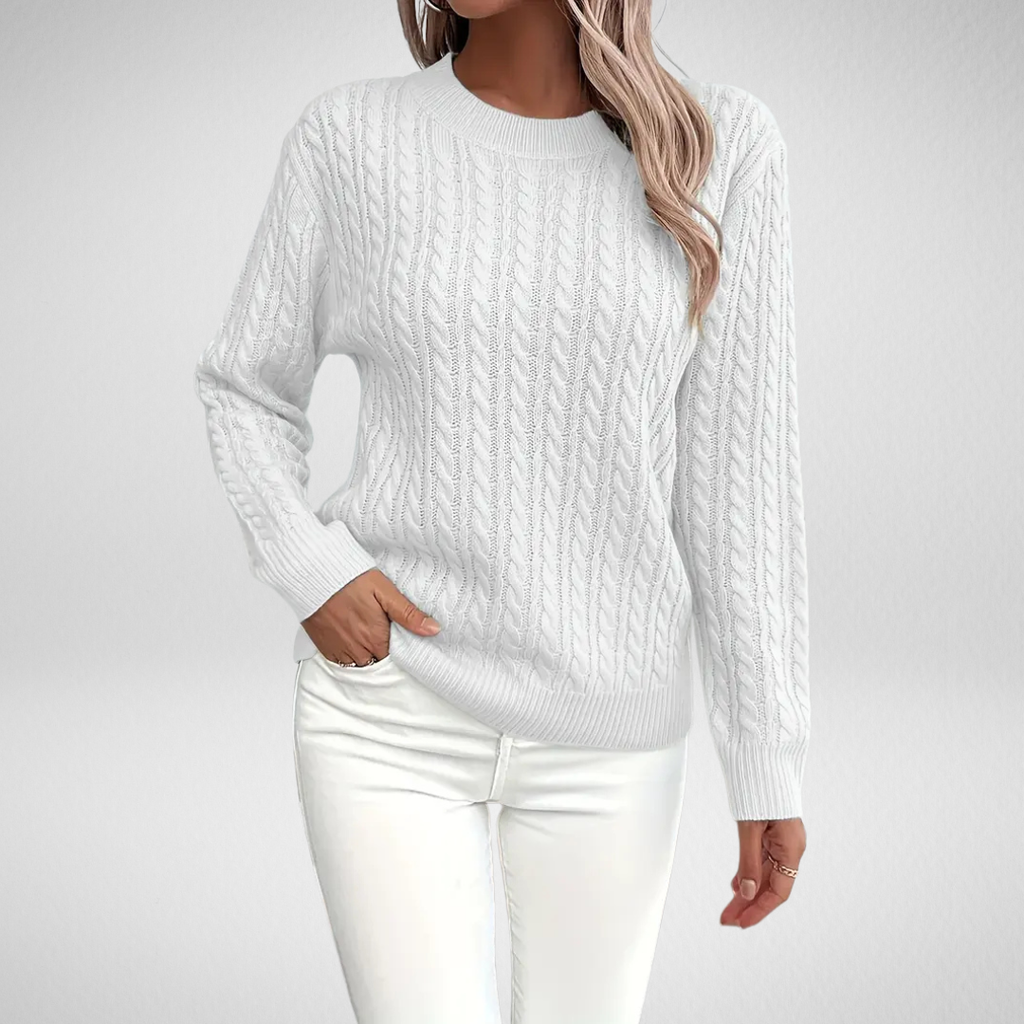 Women's Cable Knit Crew Neck Sweater