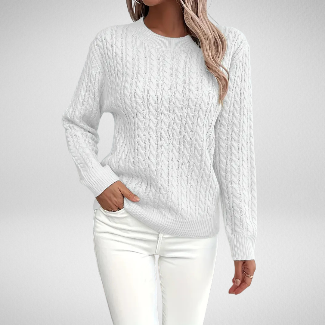 Women's Cable Knit Crew Neck Sweater