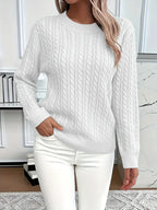 Women's Cable Knit Crew Neck Sweater