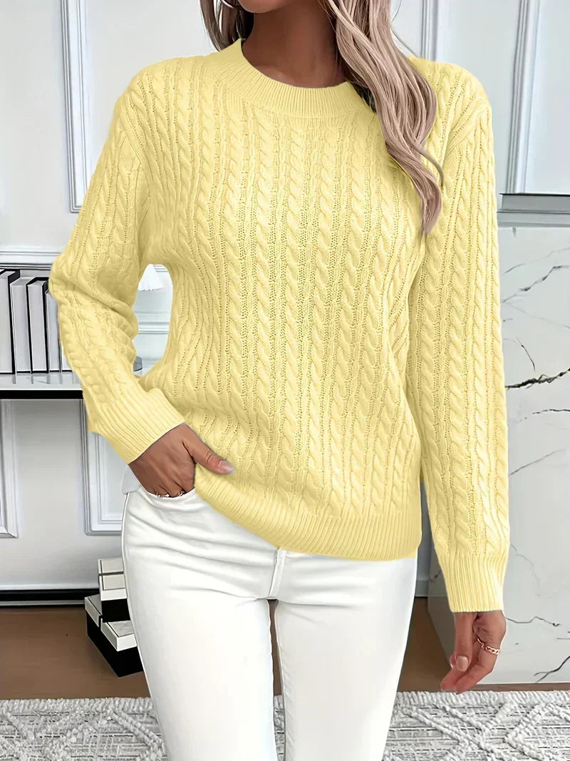 Women's Cable Knit Crew Neck Sweater