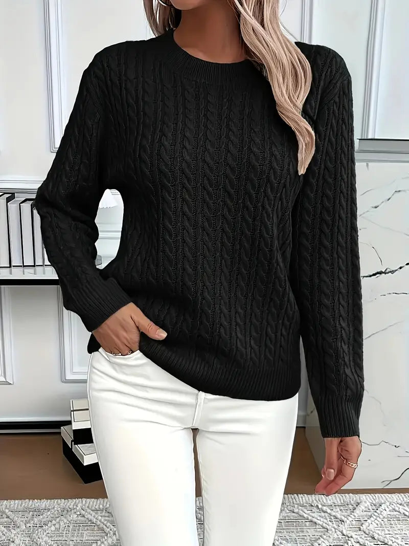 Women's Cable Knit Crew Neck Sweater