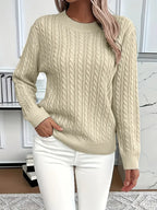 Women's Cable Knit Crew Neck Sweater