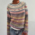Women's Multicolor Fair Isle Crew Neck Knit Pullover - Yellow