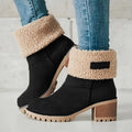 Women's Fleece Lined Ankle Boots with Block Heel