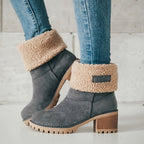 Women's Fleece Lined Ankle Boots with Block Heel