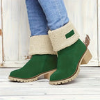 Women's Fleece Lined Ankle Boots with Block Heel