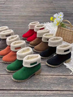 Women's Fleece Lined Ankle Boots with Block Heel