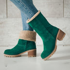 Women's Fleece Lined Ankle Boots with Block Heel