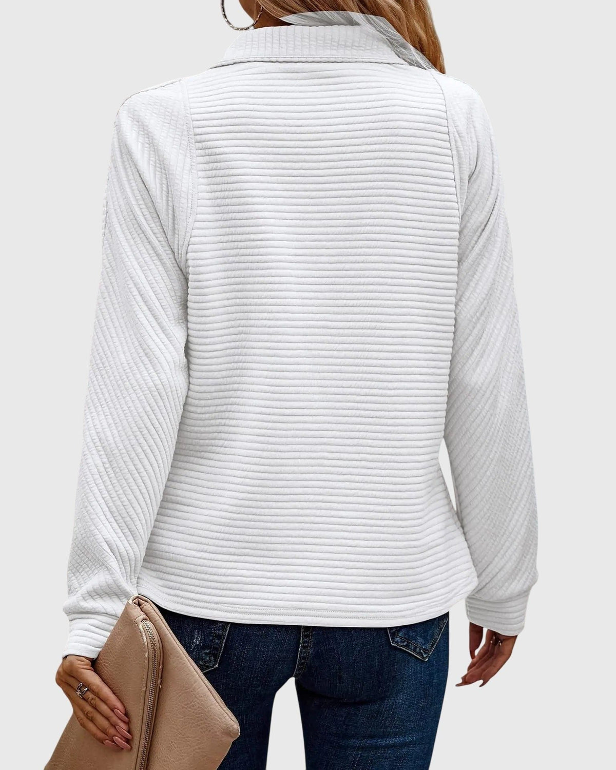 Women's Casual Rib Texture Half-Zip Sweater