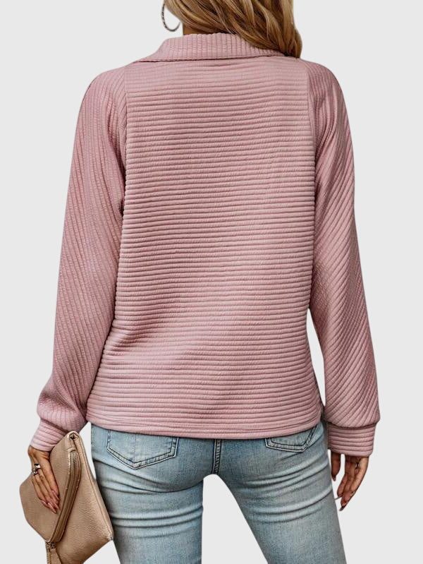 Women's Casual Rib Texture Half-Zip Sweater