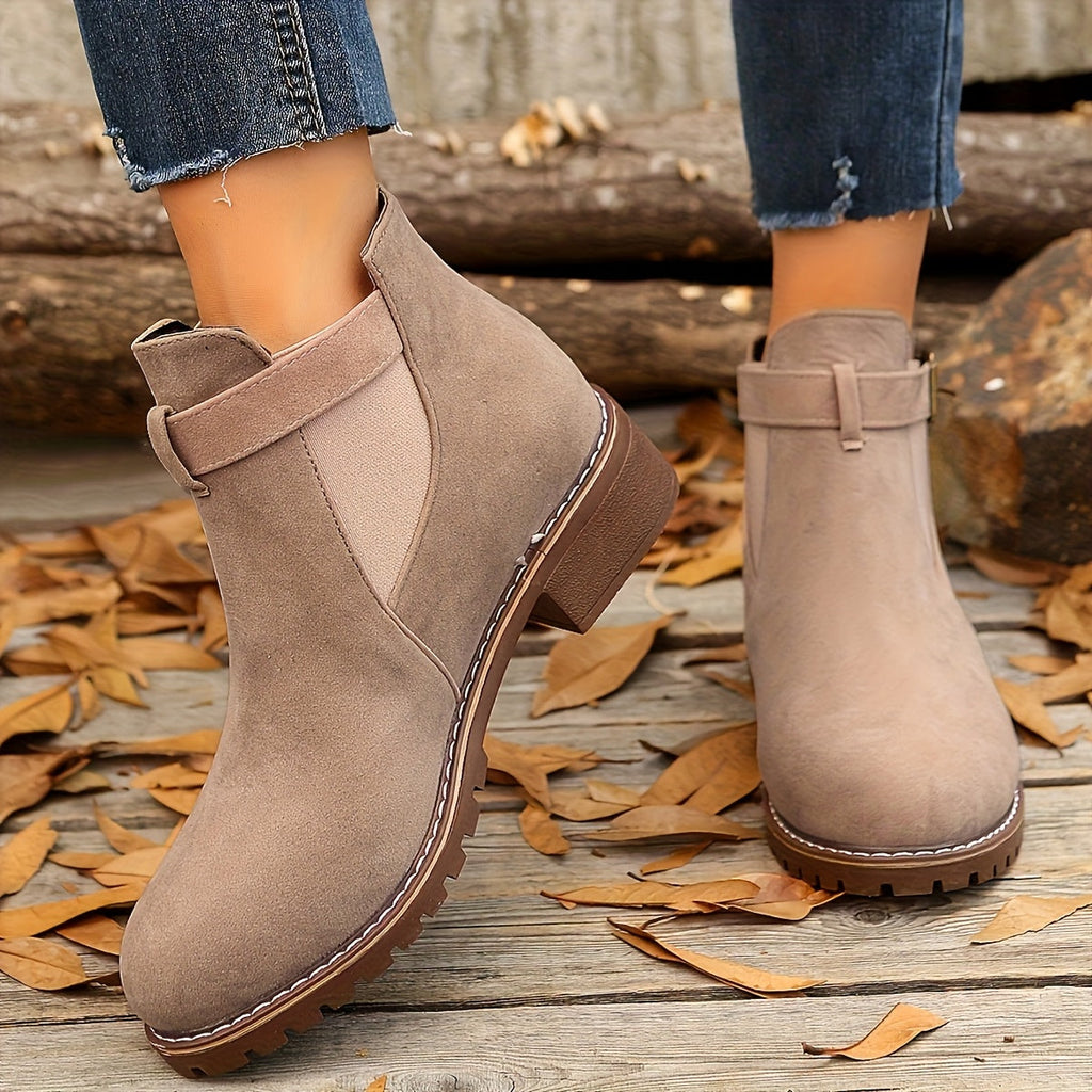 Women's Buckle Ankle Boot with Block Heel