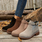 Women's Buckle Ankle Boot with Block Heel