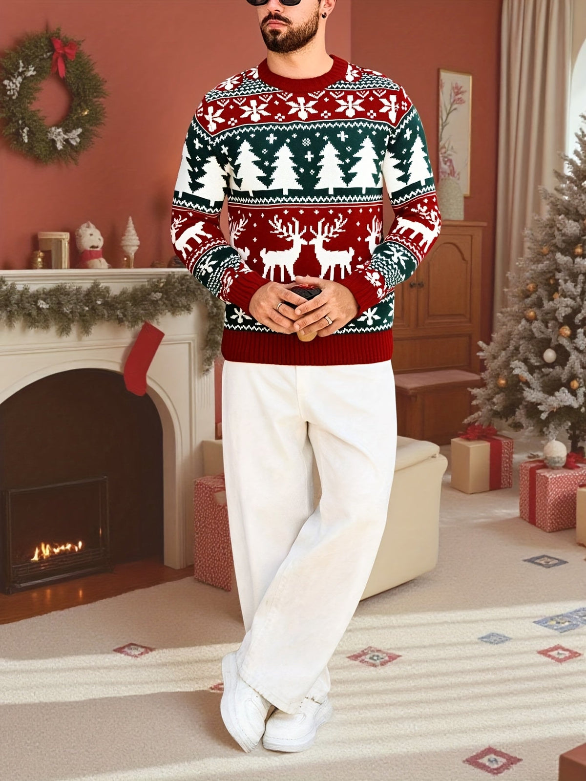 Women's Relaxed Holiday Knit Sweater for Family Gatherings