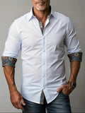 Men's Two-Tone Trim Modern Fit Button-Down Shirt - White