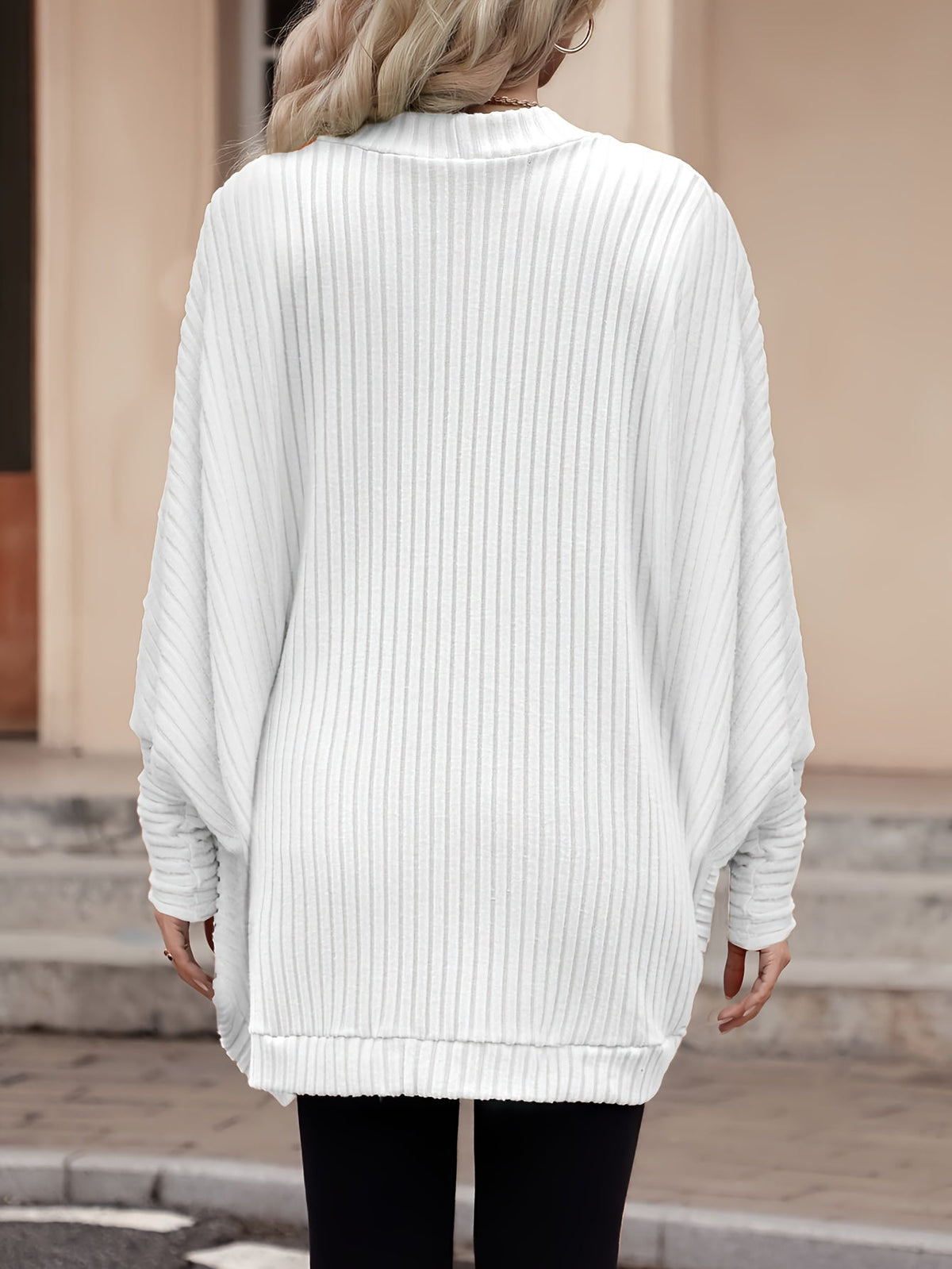 Women's Buttonless Ribbed Drape Cardigan