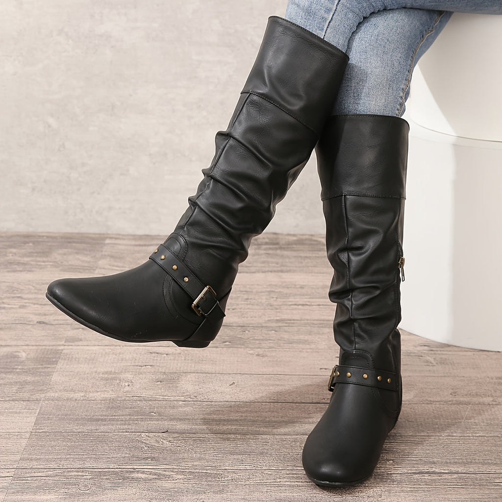 Women's Flat Equestrian Tall Boots with Soft Slouch