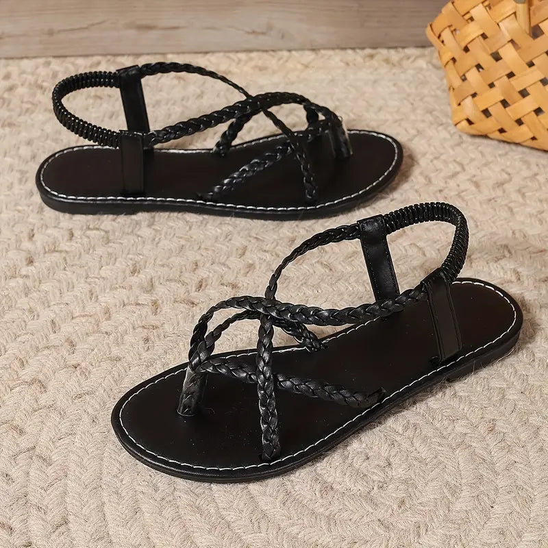 Women's Braided Flat Sandals – Secure Strappy Shoes