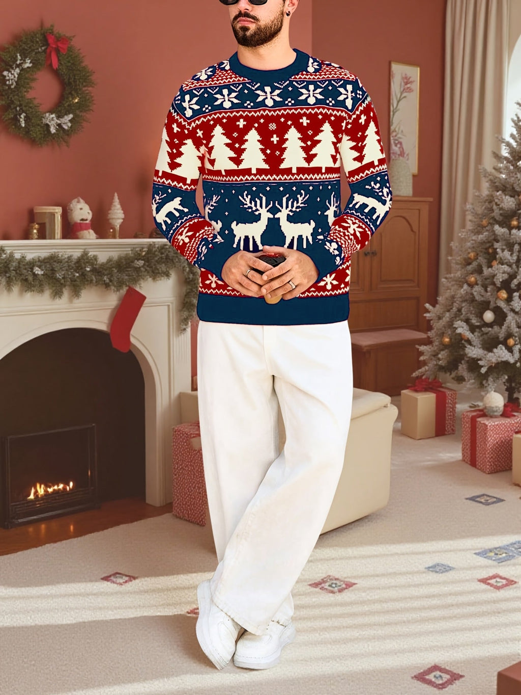 Women's Relaxed Holiday Knit Sweater for Family Gatherings