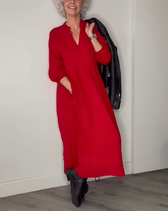 Women's Maxi Dress Relaxed Long Sleeve Cocktail Silhouette