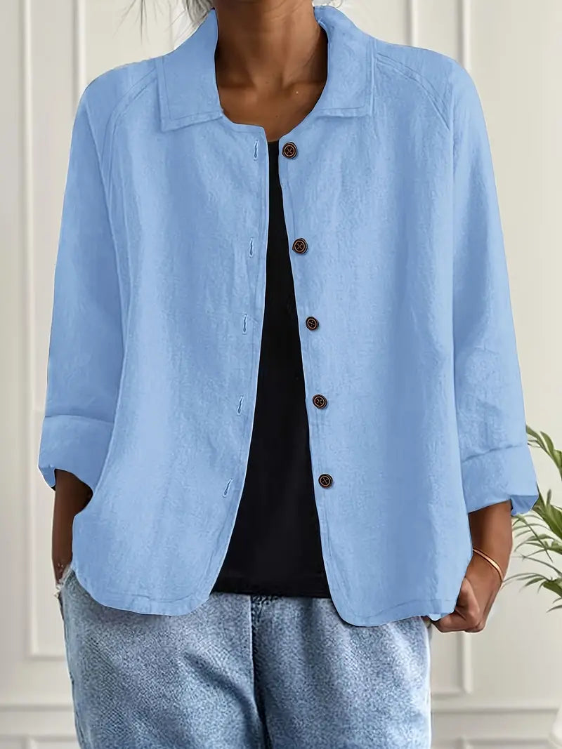Women's Lightweight Button Front Jacket – Relaxed Summer