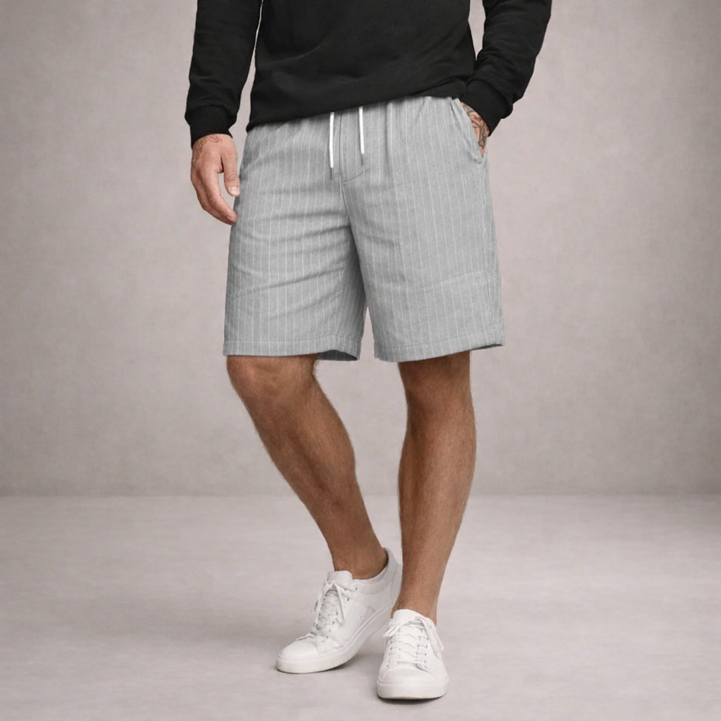 Men's Linen Shorts Drawstring Waist Printed Summer Fit