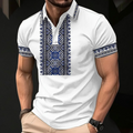 Men's Embroidered Polo Shirt Pattern Detail Slim Fit Casual