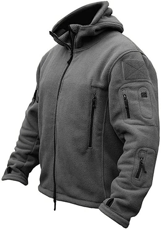 Men's Hooded Fleece Jacket Warm Multi Pocket Outdoor Layer