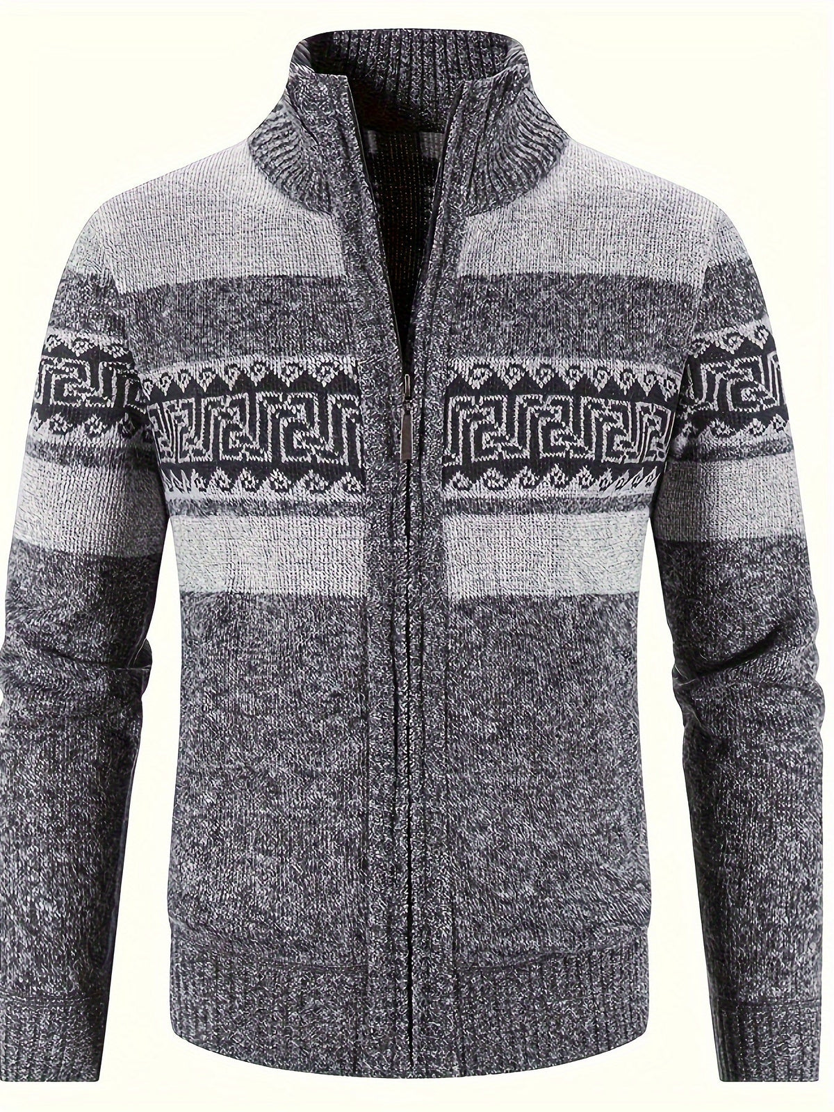 Women's Lined Zip-Front Knit Cardigan with Stand Collar