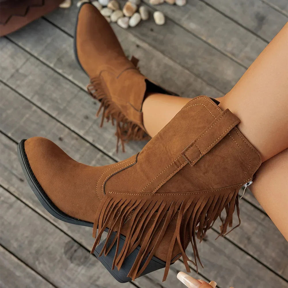Women's Wide Calf Western Fringe Cowboy Boots