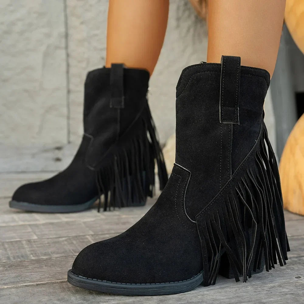 Women's Wide Calf Western Fringe Cowboy Boots