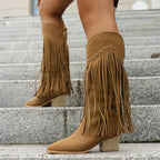 Women's Wide Calf Western Fringe Cowboy Boots