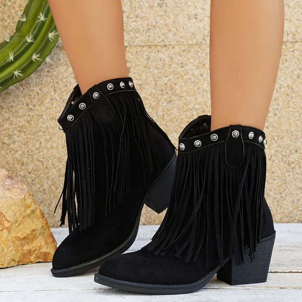 Women's Wide Calf Western Fringe Cowboy Boots