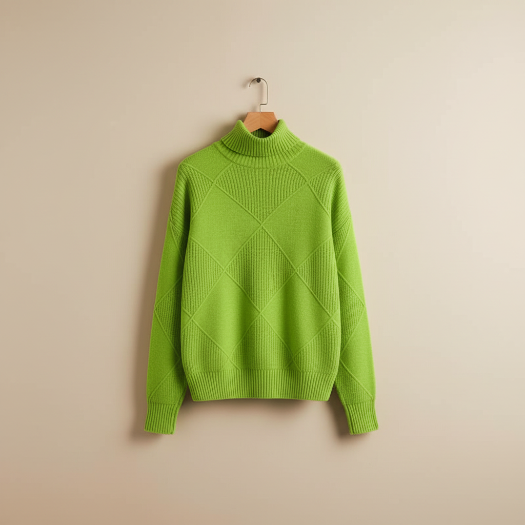 Women's Diamond Knit Turtleneck Sweater