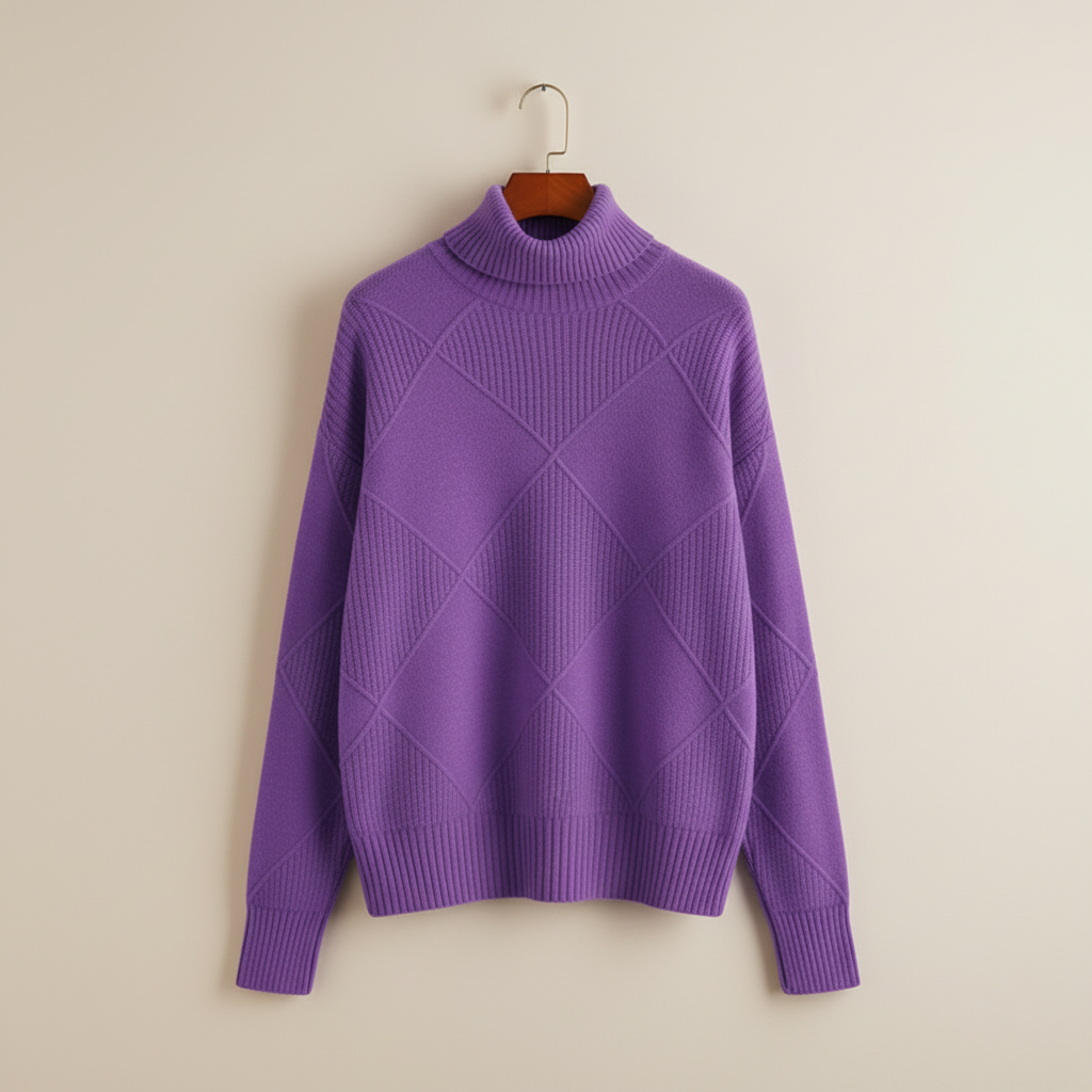 Women's Diamond Knit Turtleneck Sweater