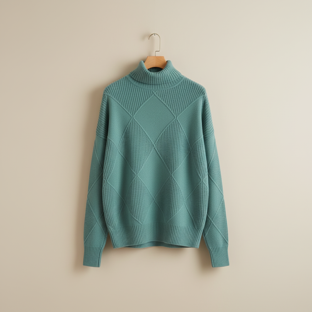 Women's Diamond Knit Turtleneck Sweater