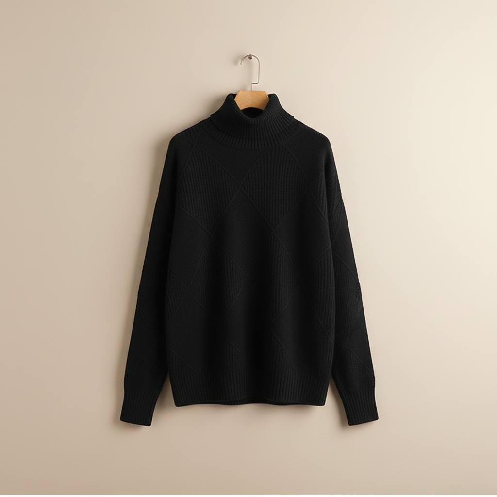 Women's Diamond Knit Turtleneck Sweater
