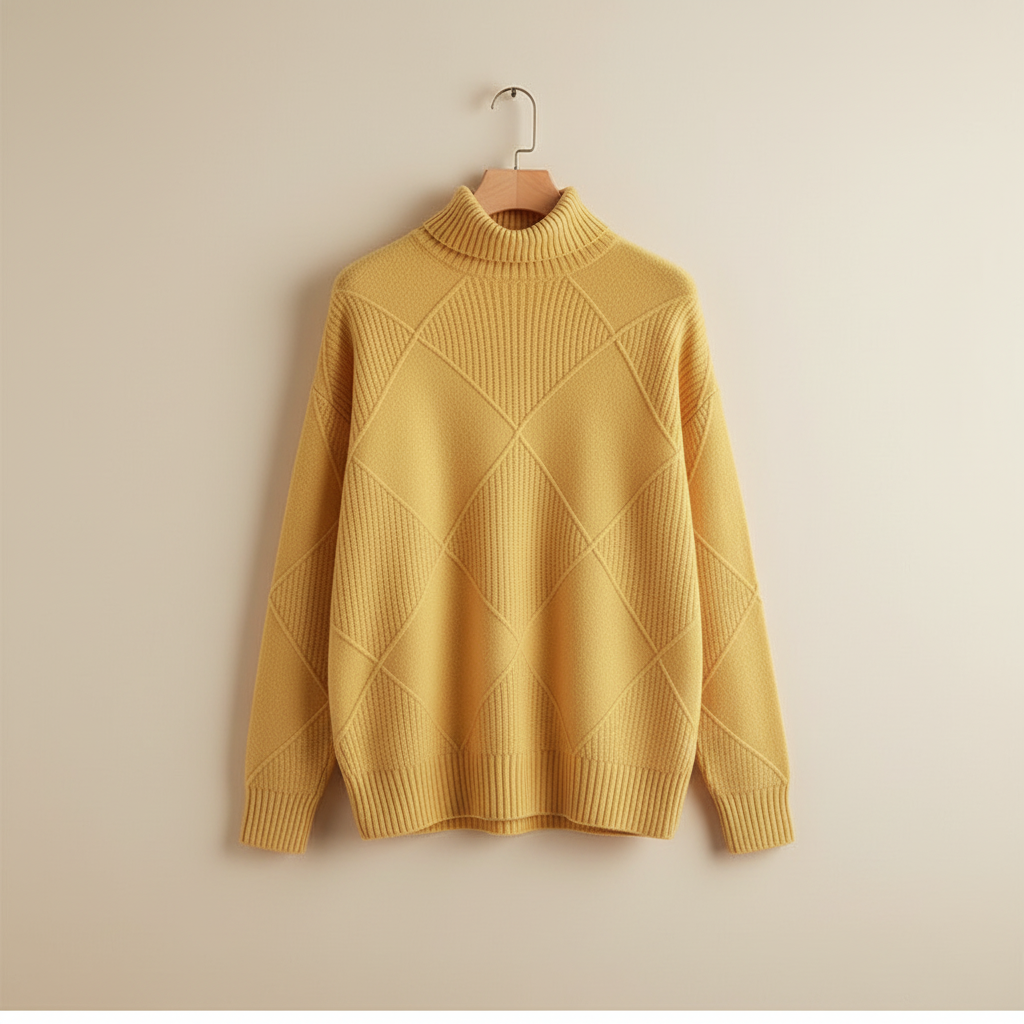 Women's Diamond Knit Turtleneck Sweater