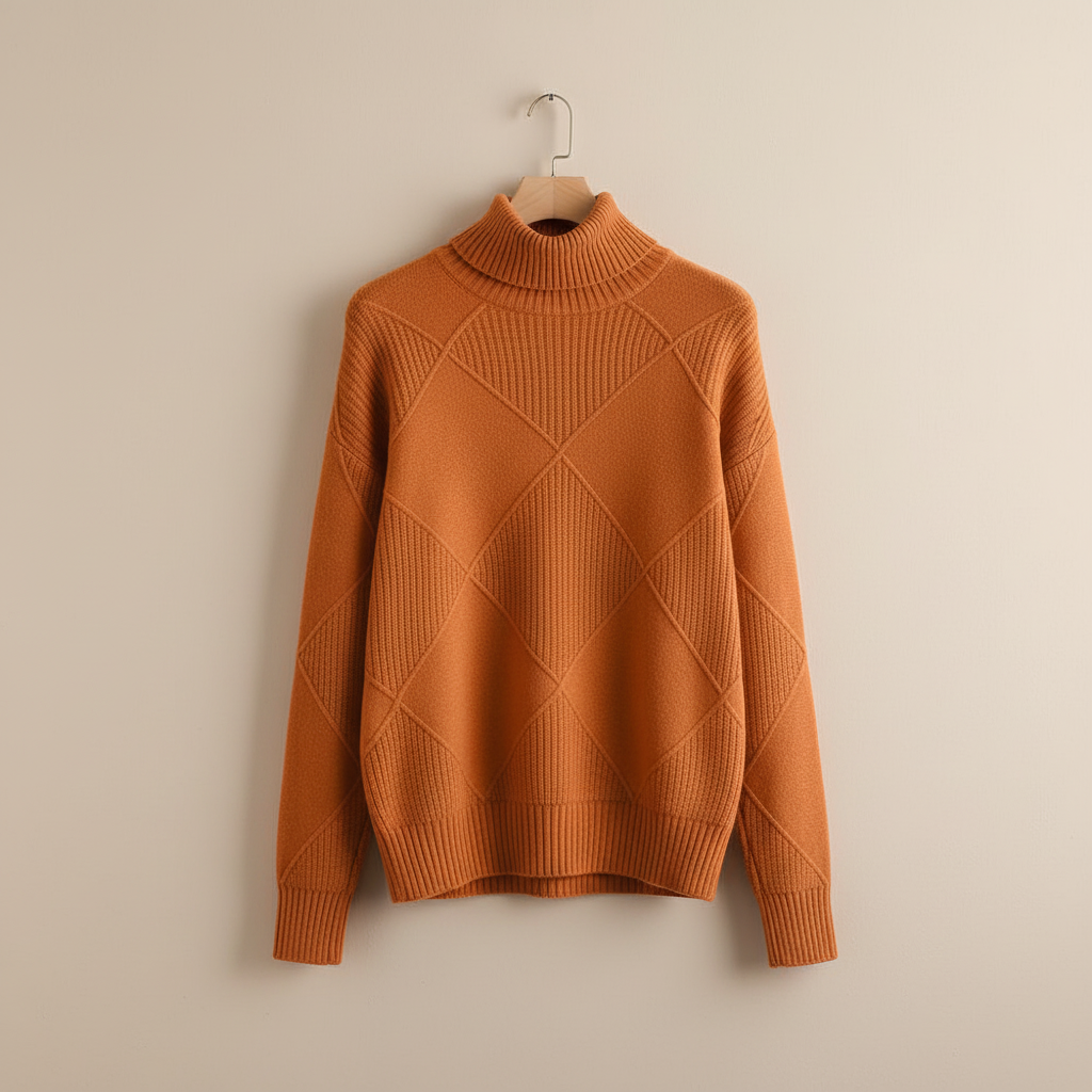 Women's Diamond Knit Turtleneck Sweater