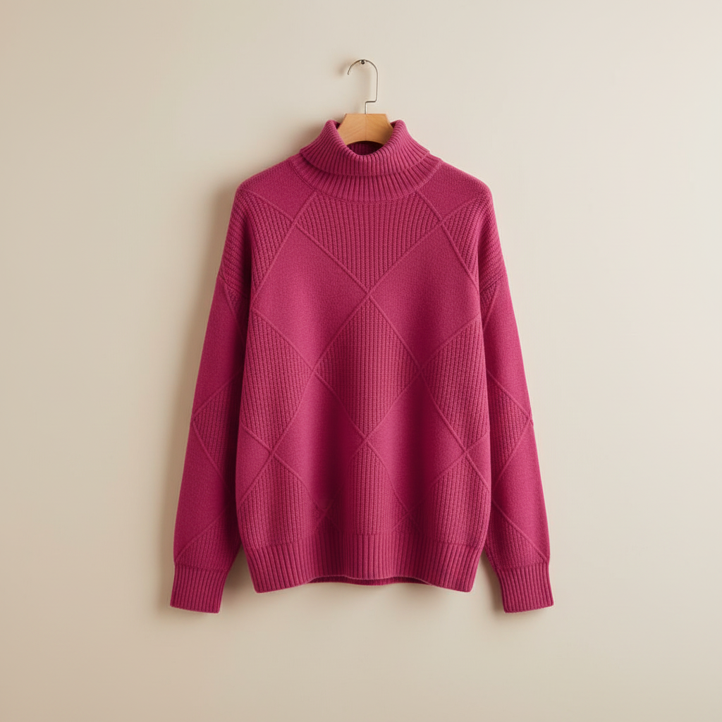 Women's Diamond Knit Turtleneck Sweater