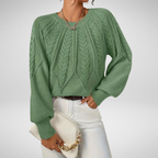 Women's Cable Knit Crew Neck Sweater