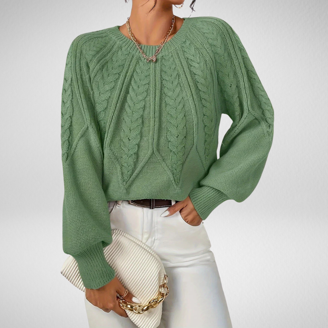 Women's Cable Knit Crew Neck Sweater
