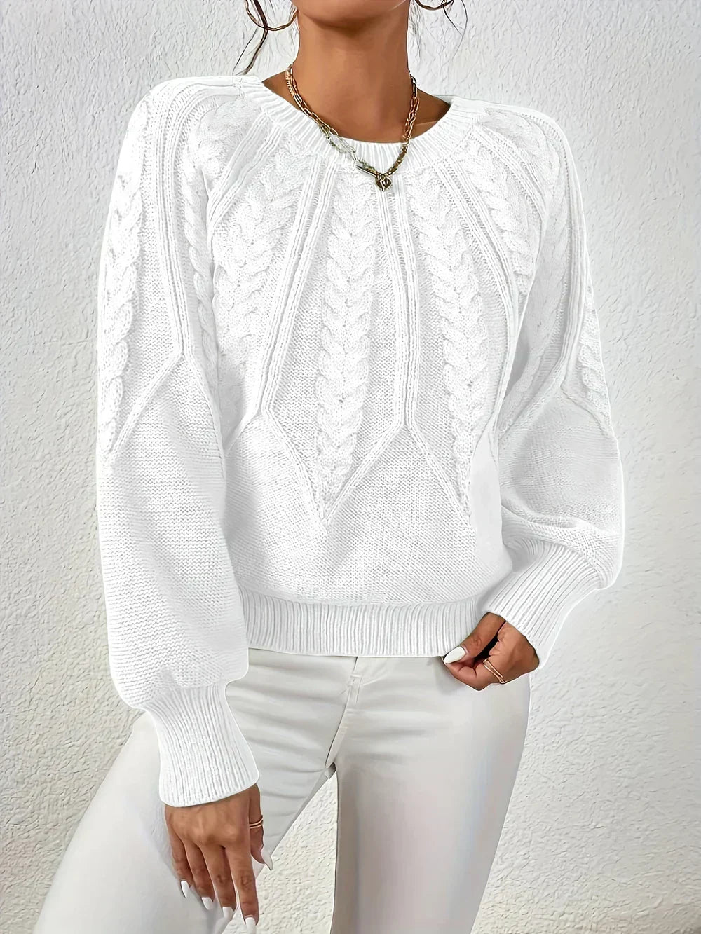 Women's Cable Knit Crew Neck Sweater