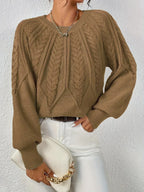 Women's Cable Knit Crew Neck Sweater