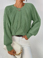 Women's Cable Knit Crew Neck Sweater