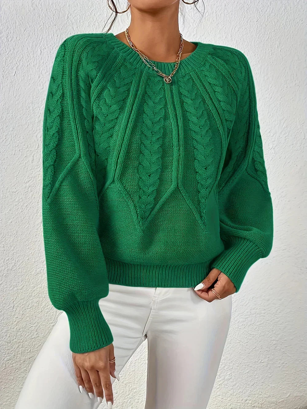 Women's Cable Knit Crew Neck Sweater