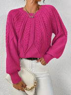 Women's Cable Knit Crew Neck Sweater