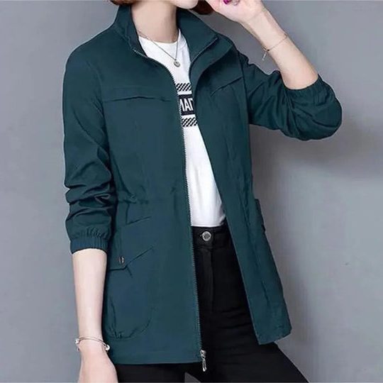 Women's Loose Fit Lightweight Wind Jacket with Adjustable Waist