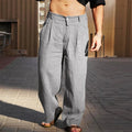 Men's Pleated Wide Leg Relaxed Fit Trousers