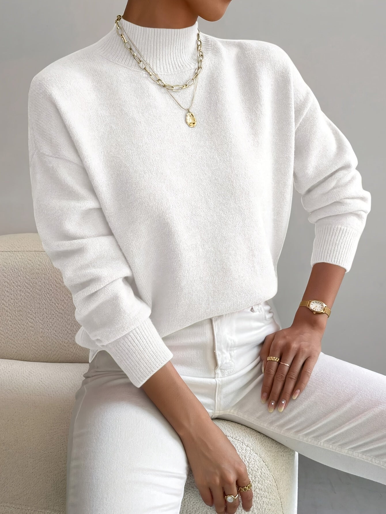 Women's Mock Neck Pullover Sweater